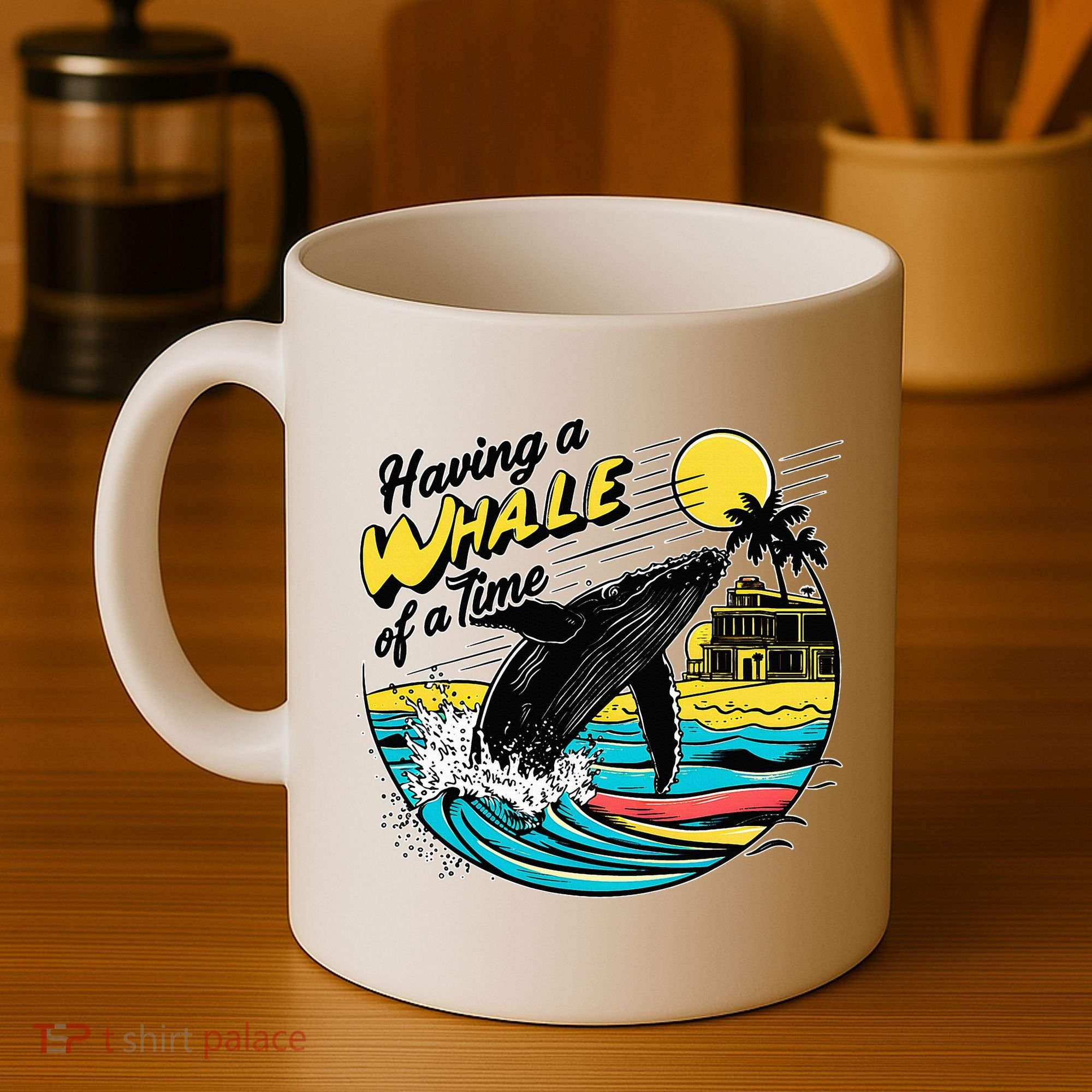 Having A Whale Of A Time Funny Humorous Beach Coffee Mug