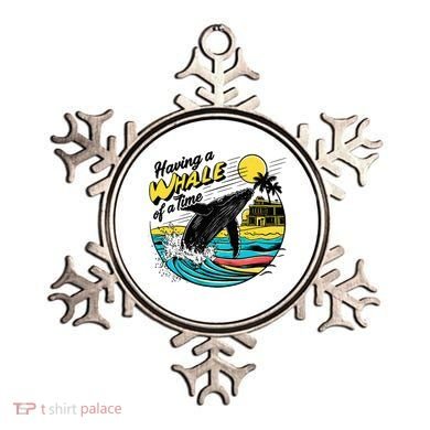 Having A Whale Of A Time Funny Humorous Beach Ornament
