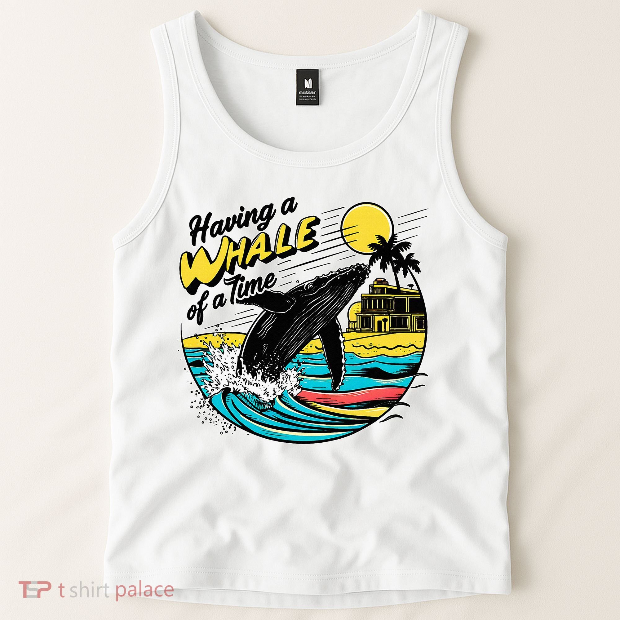 Having A Whale Of A Time Funny Humorous Beach Tank Top