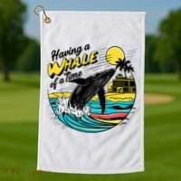 Having A Whale Of A Time Funny Humorous Beach Golf Towel thumb 1