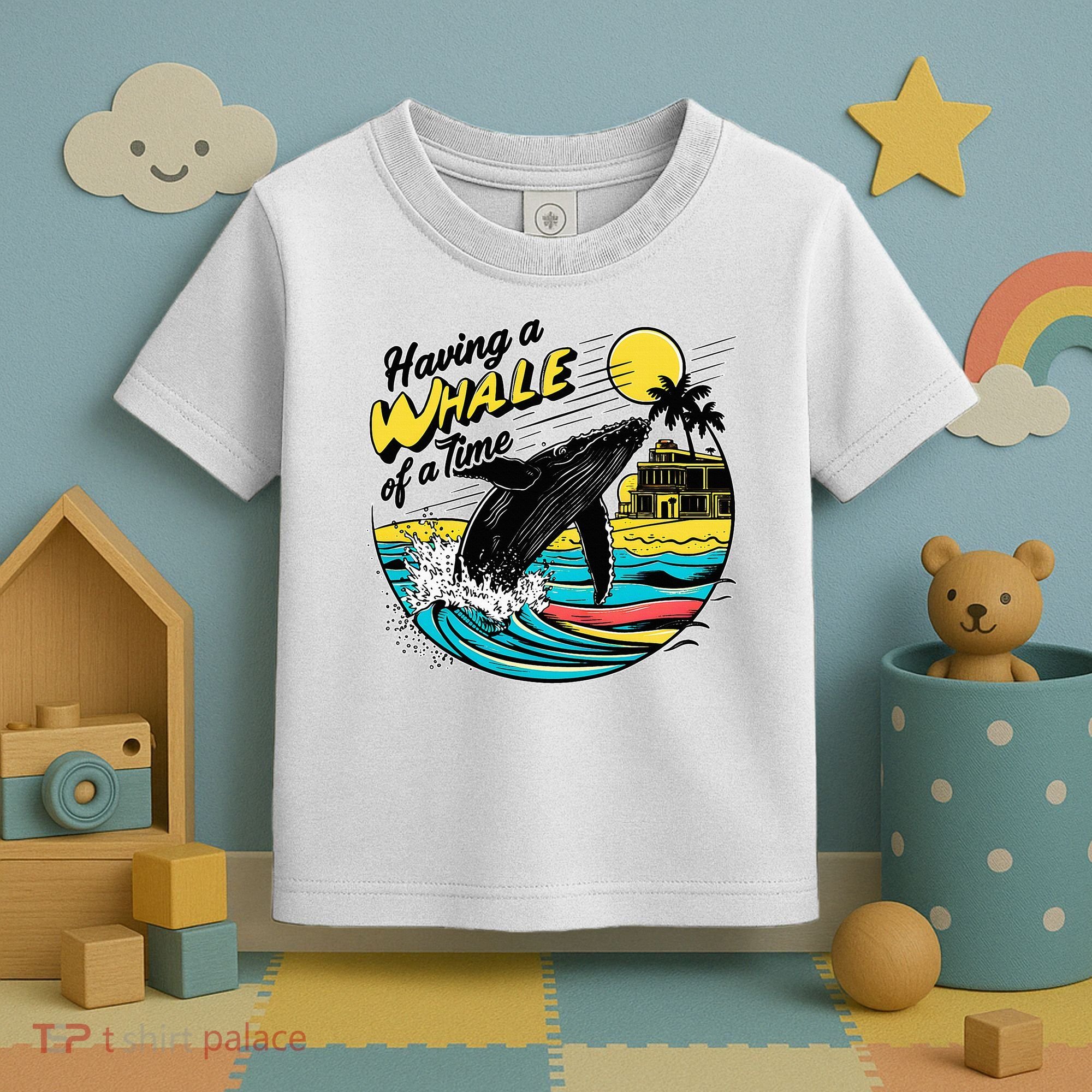 Having A Whale Of A Time Funny Humorous Beach Toddler T-Shirt