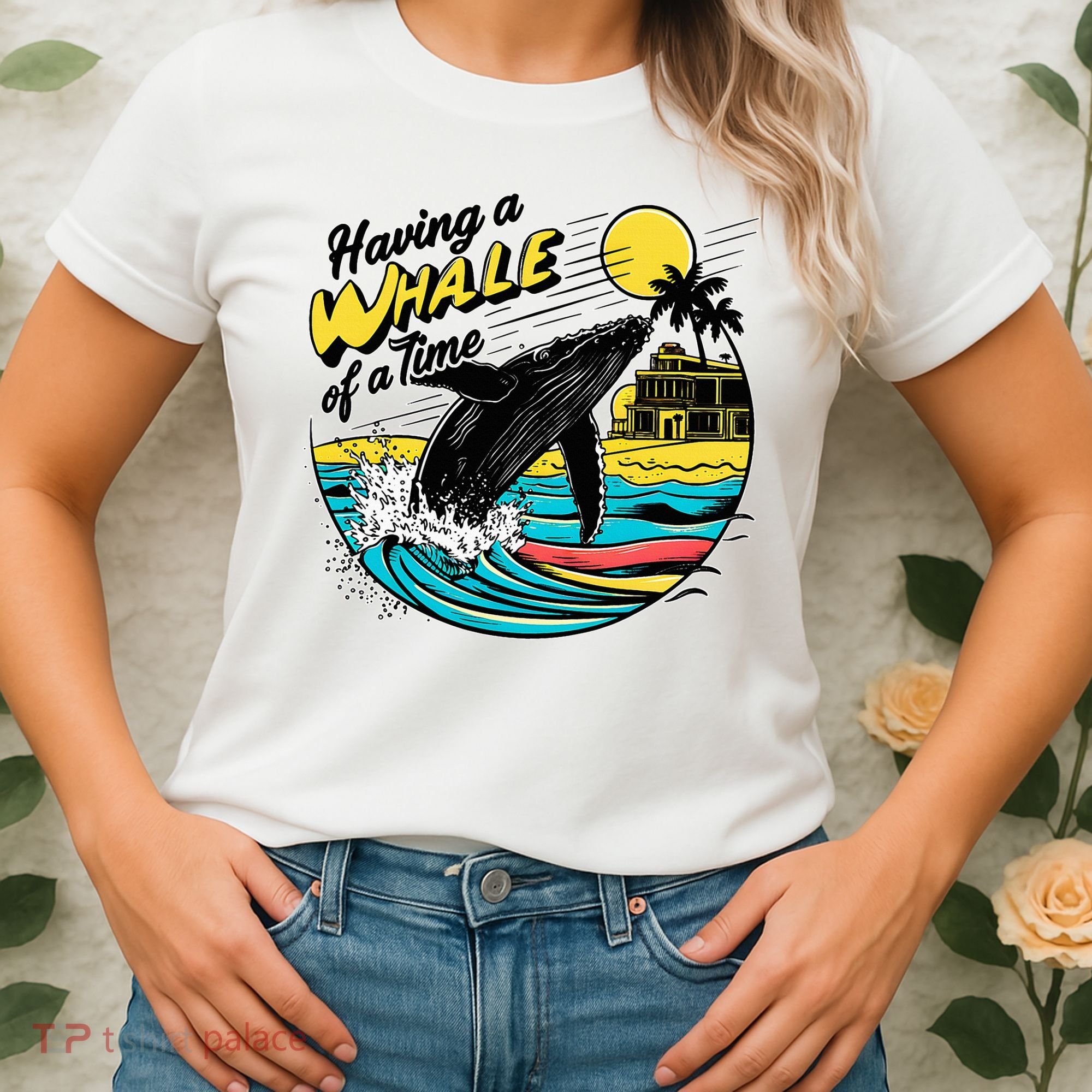 Having A Whale Of A Time Funny Humorous Beach Women's T-Shirt
