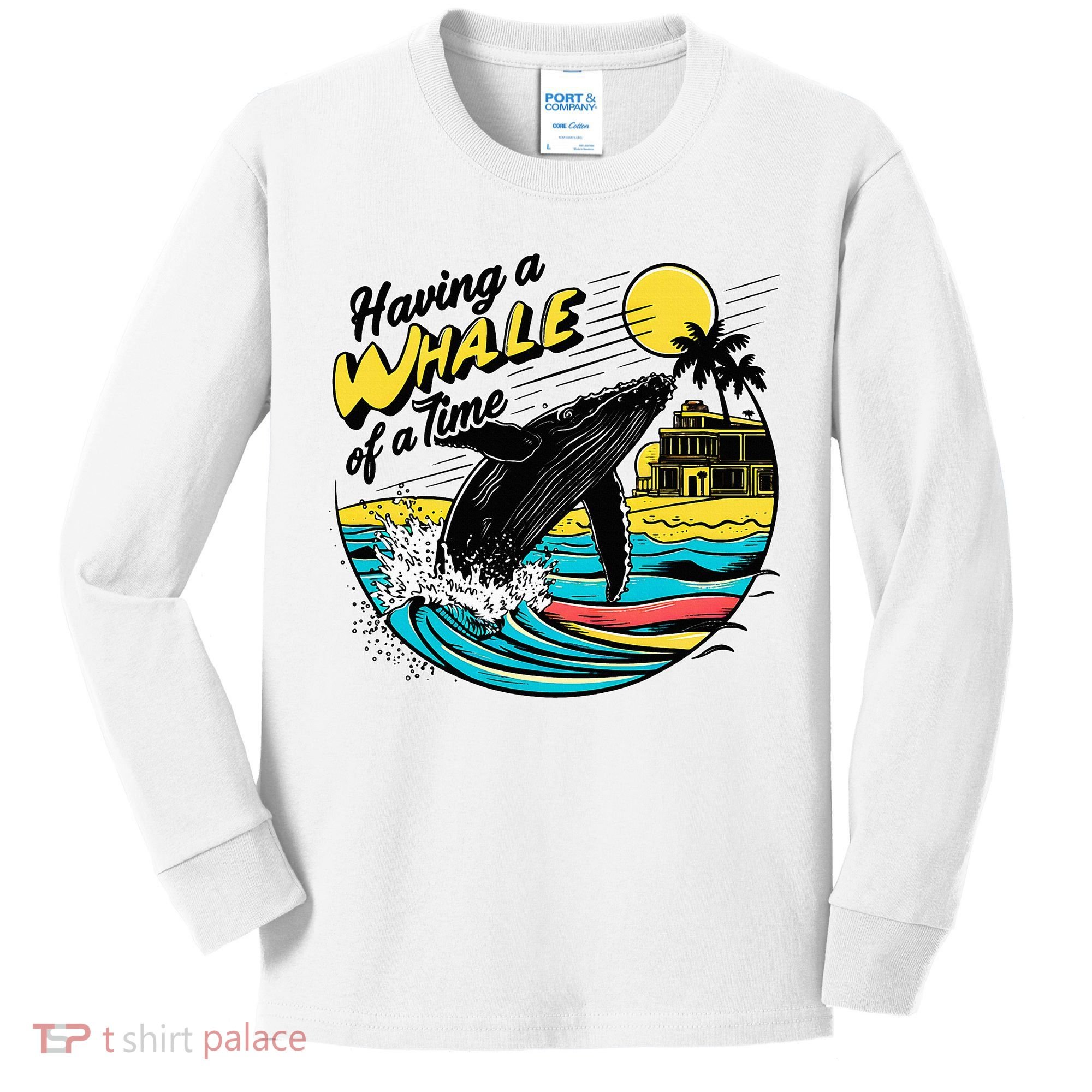 Having A Whale Of A Time Funny Humorous Beach Kids Long Sleeve Shirt