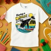 Having A Whale Of A Time Funny Humorous Beach Kids T-Shirt thumb 3