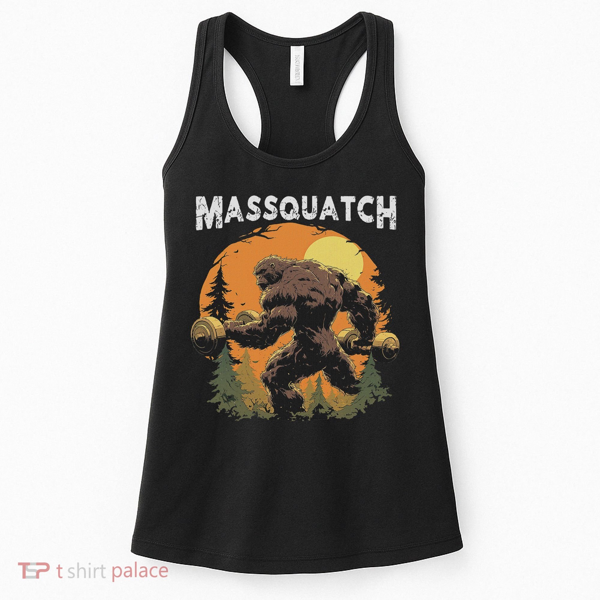 Hairy Animal Workout Merch Bigfoot Massquatch Funny Sasquatch Workout Gym Weightlifter Women's Tank Top