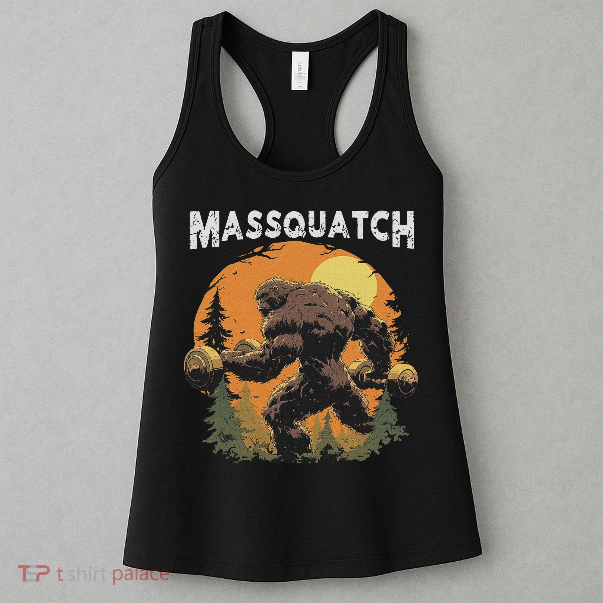 Hairy Animal Workout Merch Bigfoot Massquatch Funny Sasquatch Workout Gym Weightlifter Women's Tank Top
