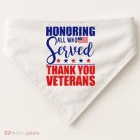 Honoring All Who Served Thank You Veterans USA-Made Doggie Bandana thumb 0