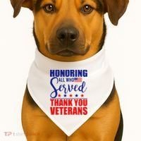 Honoring All Who Served Thank You Veterans USA-Made Doggie Bandana thumb 1