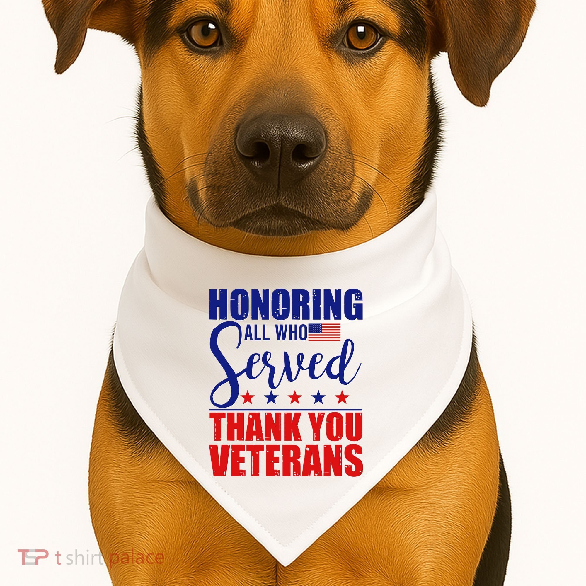 Honoring All Who Served Thank You Veterans USA-Made Doggie Bandana