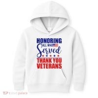 Honoring All Who Served Thank You Veterans Kids Hoodie thumb 0