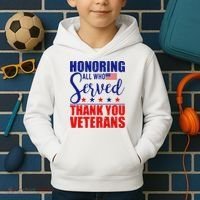 Honoring All Who Served Thank You Veterans Kids Hoodie thumb 2