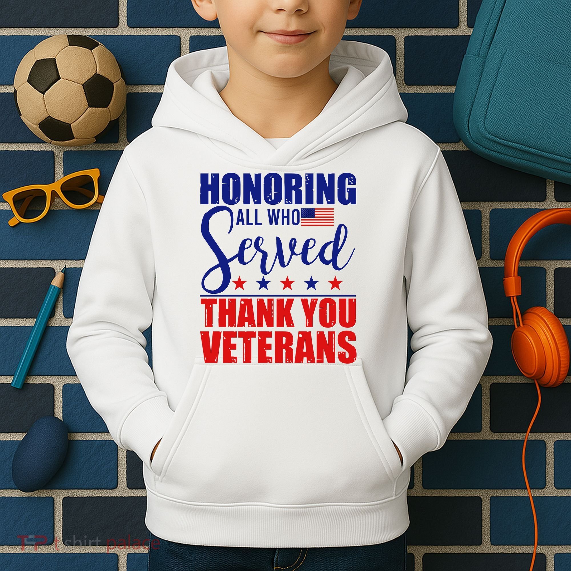 Honoring All Who Served Thank You Veterans Kids Hoodie