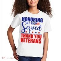 Honoring All Who Served Thank You Veterans Kids T-Shirt thumb 2