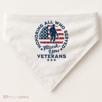 Honoring All Who Served Thank You Veterans Day Us Veterans USA-Made Doggie Bandana thumb 0