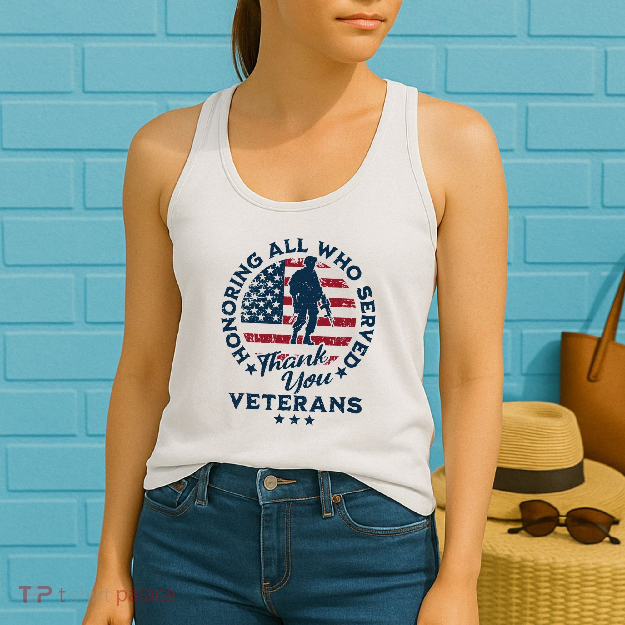 Honoring All Who Served Thank You Veterans Day Us Veterans Women's Tank Top