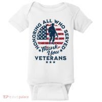 Honoring All Who Served Thank You Veterans Day Us Veterans Baby Bodysuit thumb 0