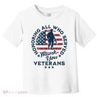 Honoring All Who Served Thank You Veterans Day Us Veterans Toddler T-Shirt thumb 0