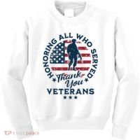 Honoring All Who Served Thank You Veterans Day Us Veterans Kids Sweatshirt thumb 0