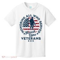 Honoring All Who Served Thank You Veterans Day Us Veterans Kids T-Shirt thumb 0