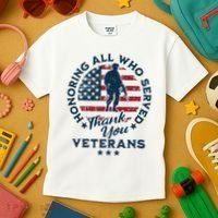 Honoring All Who Served Thank You Veterans Day Us Veterans Kids T-Shirt thumb 3