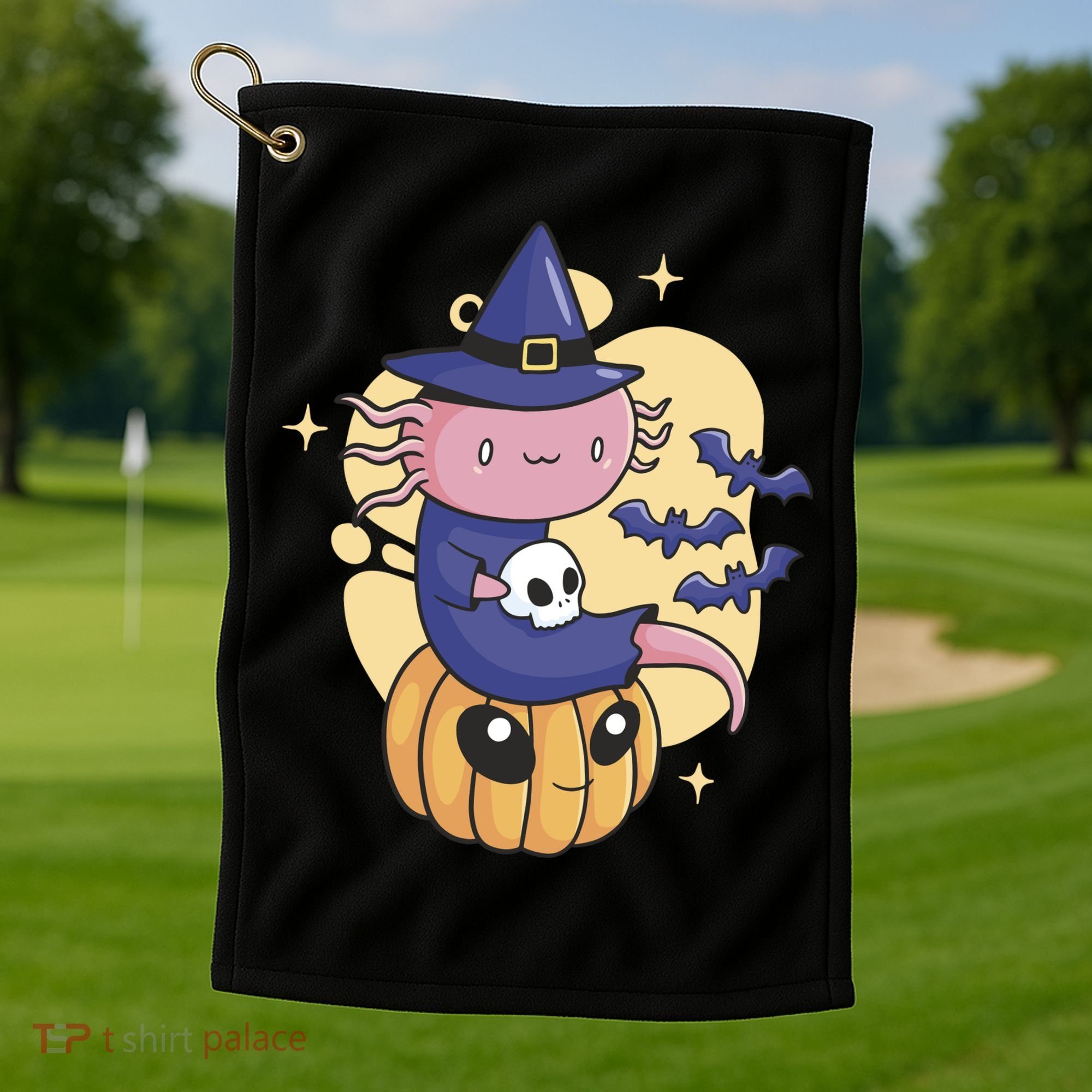 Halloween Axolotl Witch Cute Golf Towel