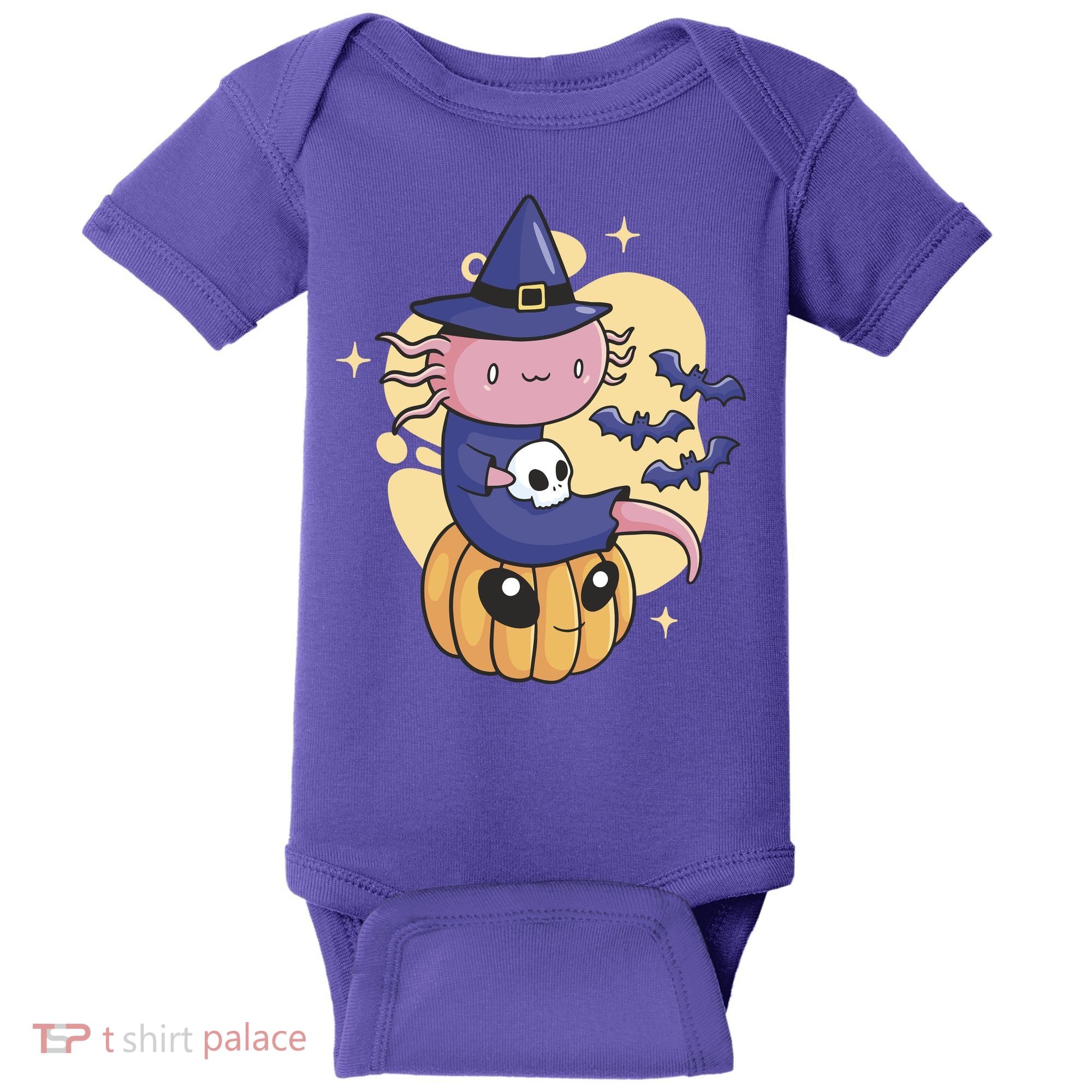 Halloween Axolotl Witch Cute Baby Bodysuit
