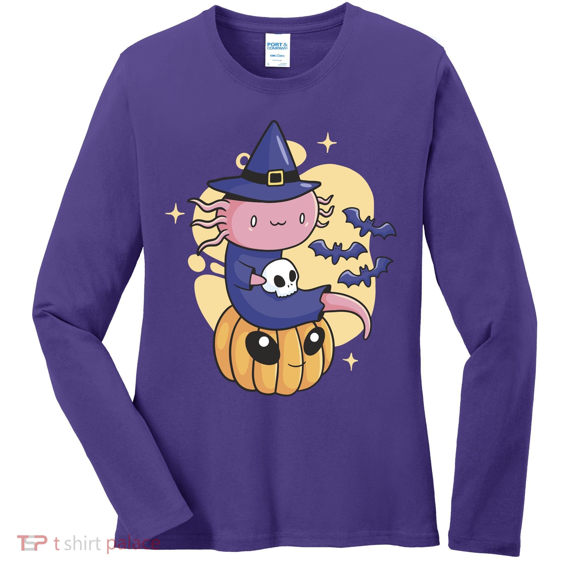 Halloween Axolotl Witch Cute Women's Long Sleeve Shirt