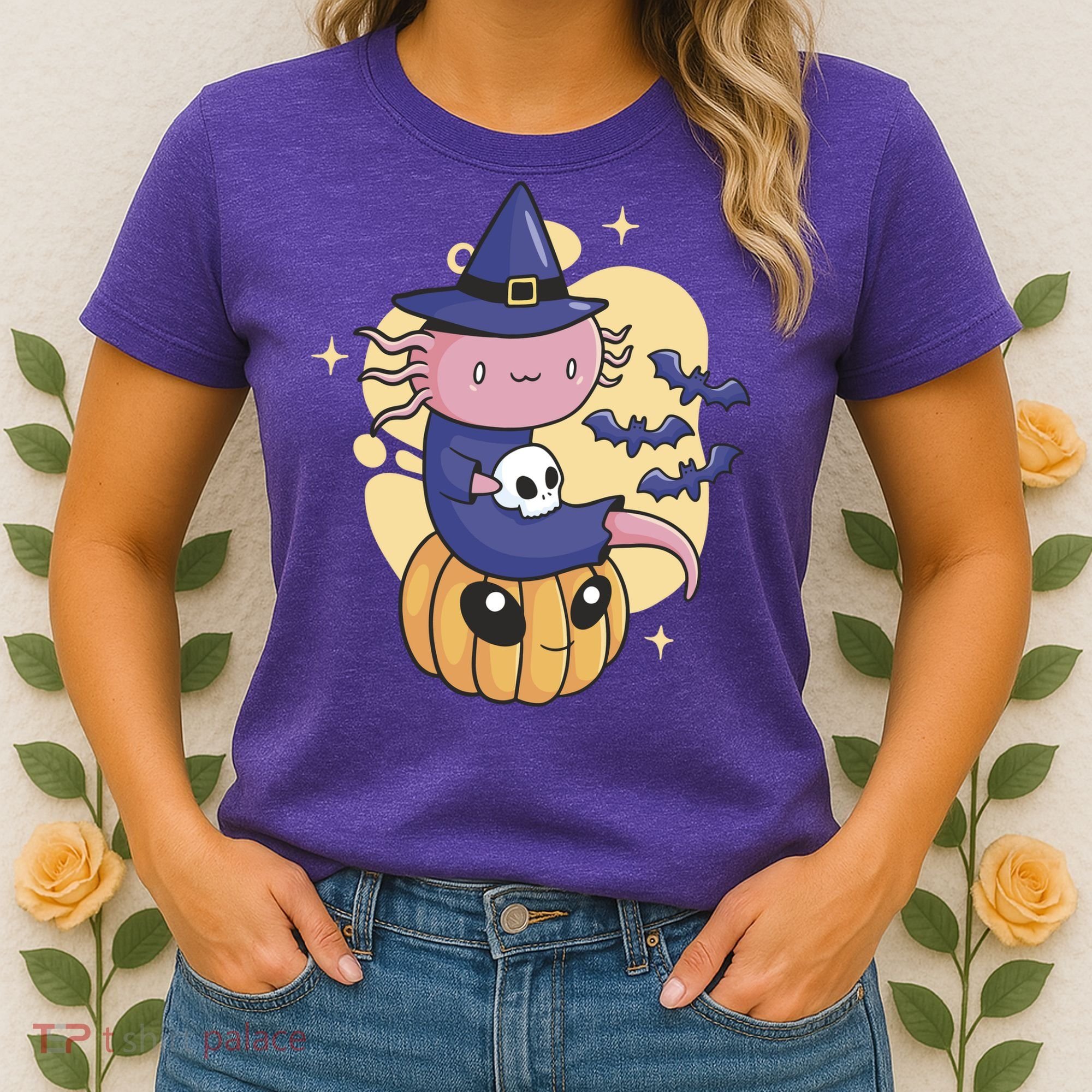 Halloween Axolotl Witch Cute Women's T-Shirt