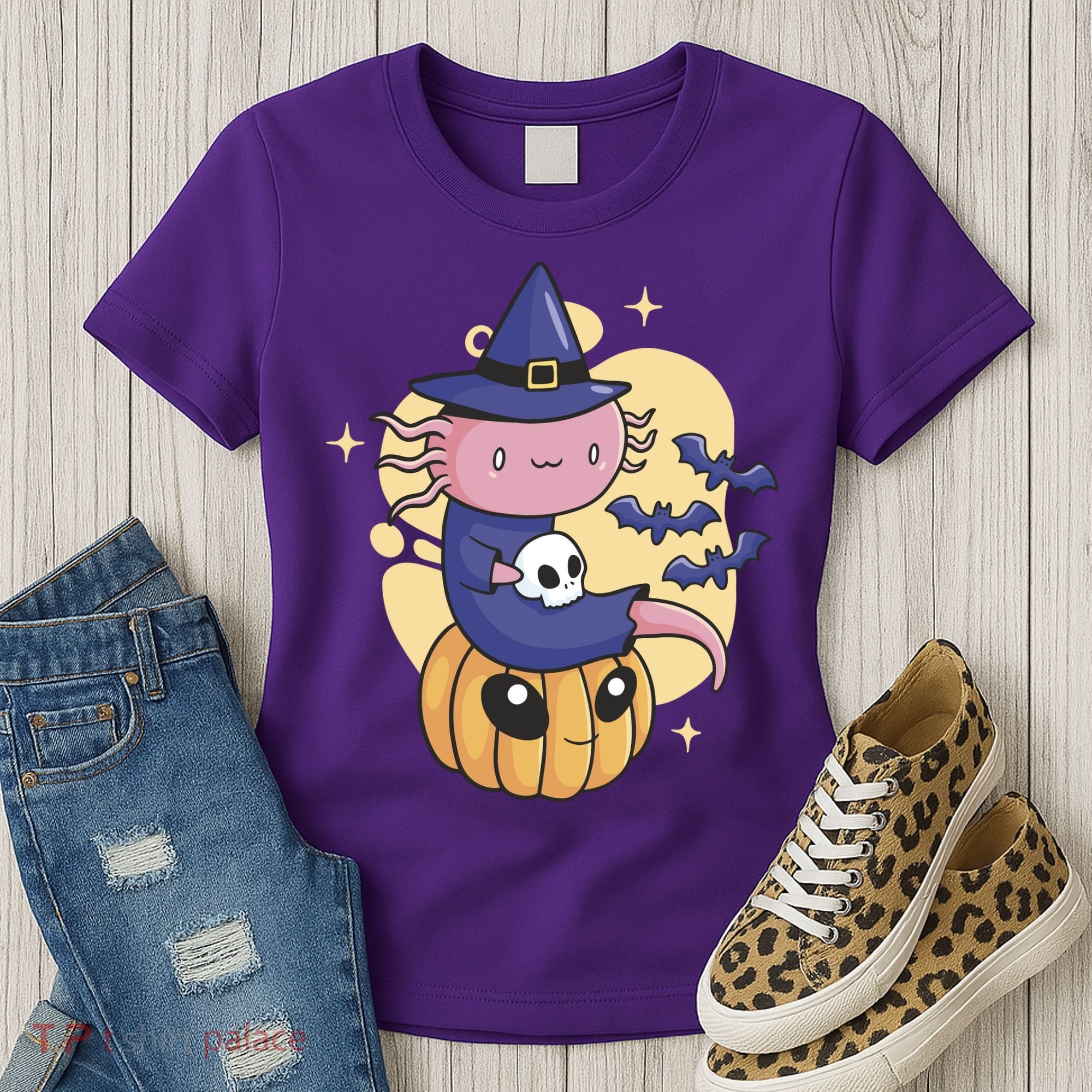Halloween Axolotl Witch Cute Women's T-Shirt