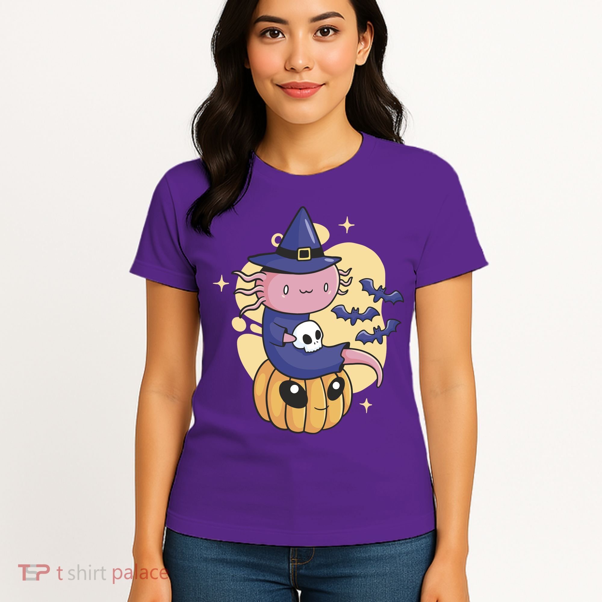 Halloween Axolotl Witch Cute Women's T-Shirt