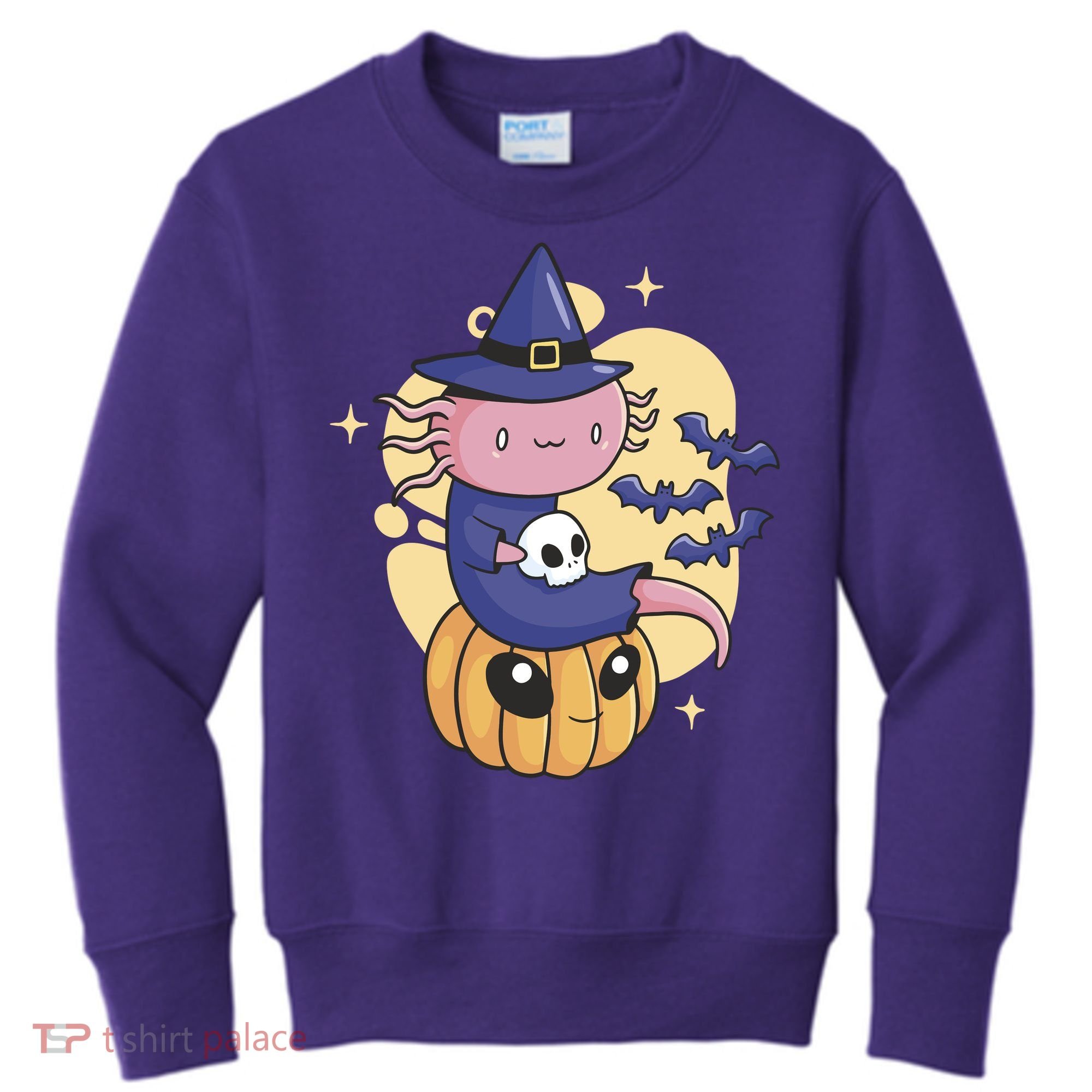 Halloween Axolotl Witch Cute Kids Sweatshirt