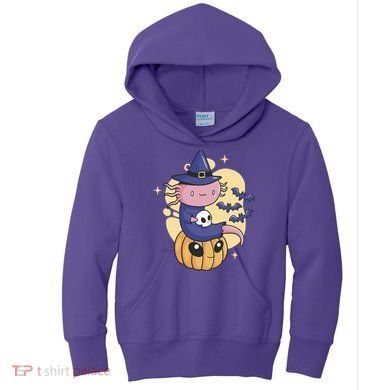 Halloween Axolotl Witch Cute Kids Hoodie