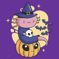 Halloween Axolotl Witch Cute Kids T-Shirt thumb 4