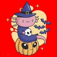 Halloween Axolotl Witch Cute Santa Hat thumb 1