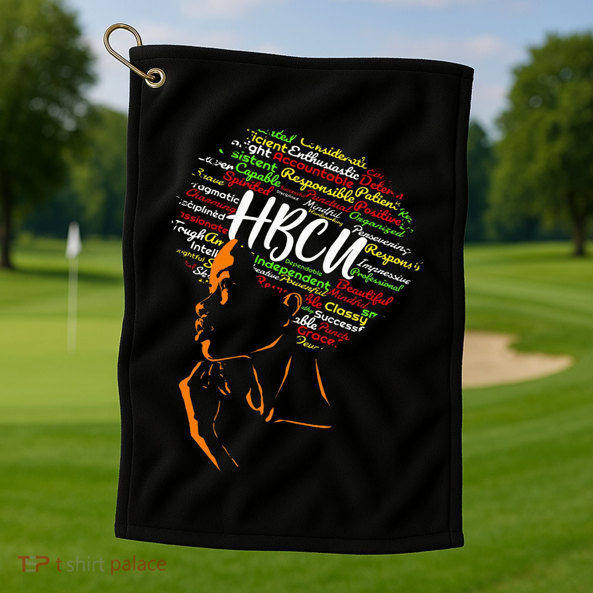 Hbcu Afro Woman Historically Black College Hbcu Golf Towel