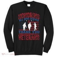 Honoring All Who Served Thank You Veterans Day American Flag Sweatshirt thumb 0