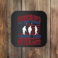 Honoring All Who Served Thank You Veterans Day American Flag Coaster thumb 0