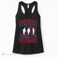 Honoring All Who Served Thank You Veterans Day American Flag Women's Tank Top thumb 0