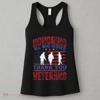 Honoring All Who Served Thank You Veterans Day American Flag Women's Tank Top thumb 3