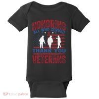 Honoring All Who Served Thank You Veterans Day American Flag Baby Bodysuit thumb 0