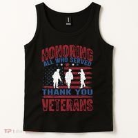 Honoring All Who Served Thank You Veterans Day American Flag Tank Top thumb 2