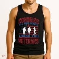 Honoring All Who Served Thank You Veterans Day American Flag Tank Top thumb 3