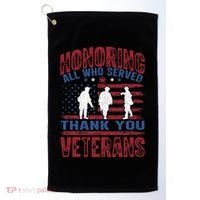 Honoring All Who Served Thank You Veterans Day American Flag Golf Towel thumb 0