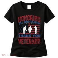 Honoring All Who Served Thank You Veterans Day American Flag Women's T-Shirt thumb 0