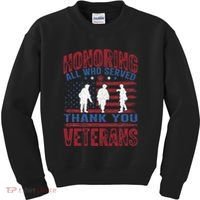 Honoring All Who Served Thank You Veterans Day American Flag Kids Sweatshirt thumb 0