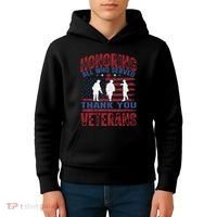Honoring All Who Served Thank You Veterans Day American Flag Kids Hoodie thumb 4