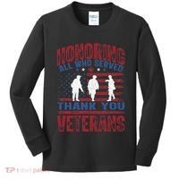 Honoring All Who Served Thank You Veterans Day American Flag Kids Long Sleeve Shirt thumb 0