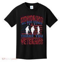 Honoring All Who Served Thank You Veterans Day American Flag Kids T-Shirt thumb 0