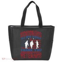 Honoring All Who Served Thank You Veterans Day American Flag Tote Bag thumb 0