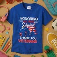 Honoring All Who Served Thank You Veterans Day Great Gift Kids T-Shirt thumb 3